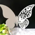 Elegante segnaposto farfalla 3D tagliata al laser bianca per bicchieri da matrimonio - 50 Fogli / Bianco