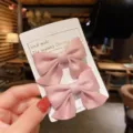 Dos piezas de lindas pinzas para el cabello con lazo de tela rosa para niños - Un par / Rosa