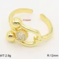 Anello aperto regolabile placcato in oro con sfere asimmetriche e design a catena. - Stile Catena a Sfera Irregolare (G4)