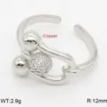 Anello regolabile argentato a ferro di cavallo con sfere di cristallo lucido per donne. - Stile Catena a Sfera Irregolare (4)