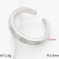 Anello aperto placcato in argento elegante con motivo a vite e pietre di zircone lucide. - Aperto regolabile / Stile con Motivo a Vite Micro Pavé Strass (1)