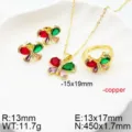 Set di Gioielli Farfalla in Zircone Colorato Orecchini Collana Anello Rame Stile Elegante - Oro Multicolore