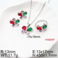Stupendo set di gioielli a farfalla in zircone multicolore con collana e anello in rame. - Colorato