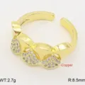 Anello Aperto in Rame Placcato Oro Zircone Geometrico Gioielli Donna Dito Dettaglio - Aperto regolabile / Stile Sfaccettato Geometrico Micro-Pave (4)