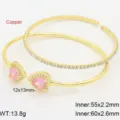 Bracciale doppio di lusso cuore zircone colorato transfrontaliero impilabile moda gioielli - Rosa