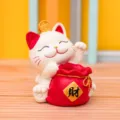 Portapenne gatto fortunato carino organizzatore da scrivania borsa rossa resina regalo - 8159 Portapenne festivo