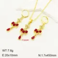 Set di gioielli collana e orecchini con nappa in zircone rosso rame stile vintage - Oro 18K Rosso