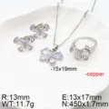 Set di gioielli con farfalla in rame color argento con orecchini collana e anello. - Bianco