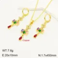 Bellissimo set orecchini collana nappa di grano zircone micro-intarsiato in rame - Oro 18K Multicolore