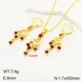 Set di collana e orecchini con nappa in zircone rame oro 18k vintage francese variante prodotto - Collana 450mm Orecchino 8mm / Oro Rosso