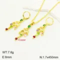 Set collana orecchini con nappa in zircone multicolore placcato oro 18k vintage francese - Collana 450mm Orecchino 8mm / Oro Multicolore