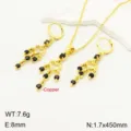 Set di collana e orecchini con nappine in zircone micro-intarsiato oro 18k in rame vintage - Collana 450mm Orecchino 8mm / Oro Nero