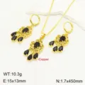 Retro rame oro 18k micro-pave zircone acchiappasogni nappa set gioielli opzione. - Parure collana e orecchini / Stile Tono Oro Con Strass Nero