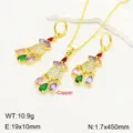 Set di gioielli collana e orecchini con nappa di zirconi oro 18k in rame stile retrò - Oro Colorato