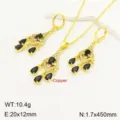 Set di gioielli collana e orecchini con nappe in zircone nero dorato chic. - Nero increspato fiocco