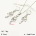 Set Collana Orecchini Nappa Zircone Rame Variante Gioielli Elegante Stile Modello - Collana 450mm Orecchino 8mm / Argento Bianco