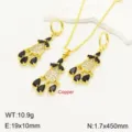 Rétro rame oro 18k micro-intarsiato zircone acchiappasogni nappa collana orecchini set - nero oro