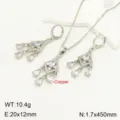 Set di gioielli con collana e orecchini nappa in zircone di rame vintage francese. - Bianco