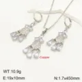 Set Di Gioielli In Rame Con Collana E Orecchini A Goccia Zircone Lucido Nuovo Top - Bianco