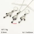 joli ensemble de bijoux collier boucles d'oreilles coeur gland zircon cuivre argent - Collier 450mm Boucle d'Oreille 8mm / Argent & Noir