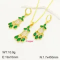 French vintage copper 18k gold zircon dreamcatcher earrings necklace set pendant - Gold Green
