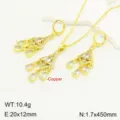 French vintage copper 18k gold micro-inlaid zircon tassel necklace earrings jewelry set. - G White