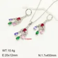 French vintage copper zirconia dreamcatcher tassel necklace earrings jewelry set variant details. - Colorful