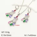 Copper zircon pendant necklace earrings set multi-color crystal jewelry sku variant item - Colorful