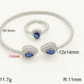 Set di gioielli da donna con bracciale e anello in zircone goccia geometrico ramato. - Set Bracciale Anello Goccia / Blu