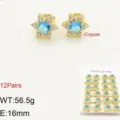 Orecchini a lobo con stella dorata e zircone blu brillante per donna elegante stile. - Set di 12 paia / Blu lago
