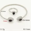 Set bracciale e anello a goccia in zircone cubico placcato oro 18k rame stile - Set Bracciale Anello Goccia / Nero