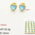 Orecchini a lobo cuore blu zircone placcato oro set 12 paia gioielli moda eleganti da donna - Blu lago