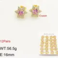 Orecchini a perno con stella rosa placcati oro rame, elegante set di gioielli per donne. - Set di 12 paia / Rosa