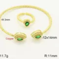 Bracciale E Anello In Zircone Verde Micro Pavé Goccia Dorato Variante Articolo Set - Set Bracciale Anello Goccia / G Verde