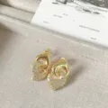 Raffiniti orecchini a lobo placcati in oro 18k con zirconi cubici eleganti donna. - Stile Cerchio Triangolo (G1) / Oro