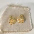 Orecchini a lobo foglia zircone placcato oro gioielli moda eleganti per le donne - Forma a Foglia 3D / Oro