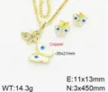 Set collana orecchini farfalla malocchio oro rame moda gioielli donna eleganti - Bianco