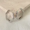 Orecchini a cerchio geometrici esagonali in zircone micro pavé color argento fashion - Stile Cerchio Esagono / Stile Esagono Argento