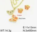 Set di collana con ciondolo a farfalla e orecchini in rame color oro alla moda. - Arancione