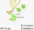 Set collana e orecchini a farfalla con occhio turco in smalto verde e bellissimi strass. - Verde