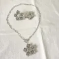 Set collana e orecchini fiori in acciaio inossidabile argento bigiotteria festa regalo - Stile Stella E Fiore (1) / Argento