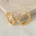 Orecchini a cerchio esagonale geometrico con zircone oro moda elegante per donna chic - Orecchini a cerchio esagonali / Esagono Oro