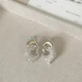 Squisiti orecchini intrecciati a cuore in zircone cubico e rame 18k da donna eleganti chic - Stile Cuore 3D Doppio Anello (1) / Argento
