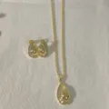 Set collana e orecchini goccia zircone placcato oro 18k stile retrò design vintage - Goccia (G2) / Oro (Stile 2)
