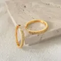 Orecchini a cerchio zirconi micro-incastonati in rame dorato 18k moda elegante chic - Stile Cerchio Oro