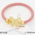 Rosa Leder Schmetterling Armband mit Strass Kupfer Verschluss, stilvoller Paarschmuck. - Rosa
