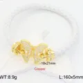 Weißes geflochtenes Lederarmband mit goldenem Zirkon-Schmetterlingsverschluss für Paare. - Weiß