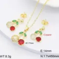 Set orecchini collana ciliegia per donne stile dolce moda gioielli accessorio regalo affascinante - Stile G2