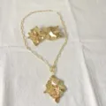 Goldener Edelstahl Blumen Ohrringe und OT Verschluss Halskette Schmuck Set Abendkleidung. - Unregelmäßiger Blumenstil (G8)