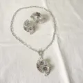 Edelstahl Halskette Ohrringe Set OT Verschluss Luxus Schmuck Geschenke Damen Party - Plissee-Blumenstil (9)